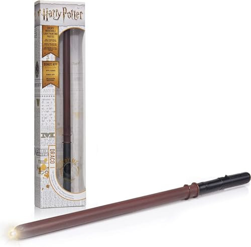 WOW! STUFF Baguette Lumineuse, Cadeau Officiel Harry Potter, Jouets et Objets de Collection, Jeu de rôle ou déguisement pour Les Fans, Filles et garçons, âgés de 6 Ans à Adultes, Malfoy, 17,8 cm