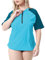 Halcurt Kurzarm Rashguard Oberteil Reißverschluss für Damen Schwimm Sonnenhemden