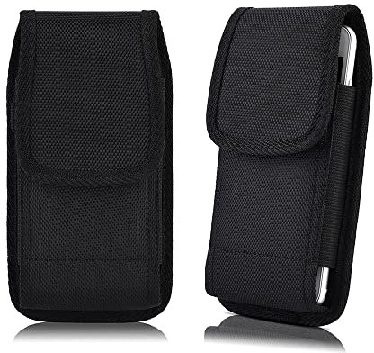 Funda Universal con Clip de Cinturón para Samsung S25 24 S23 S22 S21 Plus Ultra para iPhone 16 15 14 13 12 11 Plus Pro MAX Smartphone Carcasa Vertical Nylon Bolsa de la Cintura Cover Negro