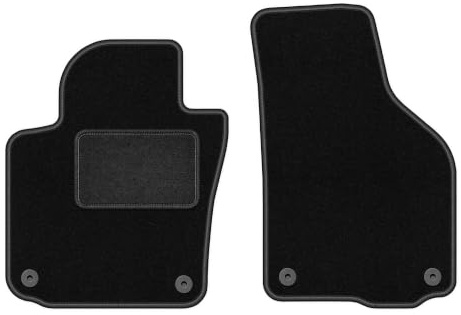 Velours-Fußmatten vorne passend für Volkswagen Golf VI 2011-2016, Schwarz | passend für Cabrio; Velours-Teppich (Polypropylen), ca. 6,5 mm; rutschfest, runde Befestigungen (Typ AV)