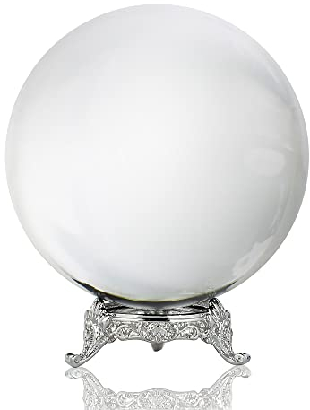 100 mm klare Kristallkugel mit Metallständer Fortune Teller mystische Quarzkugel Fotografie Requisiten FengShui Wahrsagungskugeln Dekorative Glaskugel