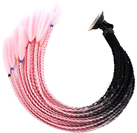 Tresses de Casque, MoreChioce Tresses Sales de Casque de Moto Perruque de Queue de Cheval avec Ventouse Détachable Perruque de Tresse pour Hommes et Femmes pour Casque de Scooter de Moto,Noir Rose