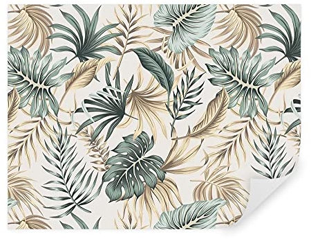 Tapeko Papier Peint Panoramique 260x180 cm 3D Effet style Jungle Tropical Feuilles Plantes Papier Peint intissé Chambre Salon Décoration Murale u53258