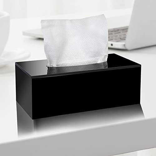 GOCUODE Taschentuchbox (Rein Handgemacht),Acrylic Kosmetiktücher Box,Taschentuchspender,Taschentücher Box für Küchen Büros Schlafzimmer Auto (Schwarz)
