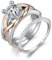 JewelryPalace Kreuz Knot Rundschliff 1.5ct Zirkonia Promise Ring Damen,Infinity Verlobungsring Silber 925 Solitär Rosegold Frauen,Unendlichkeitszeichen Hochzeitsring Trauring Ehering Band Ringe Set 49