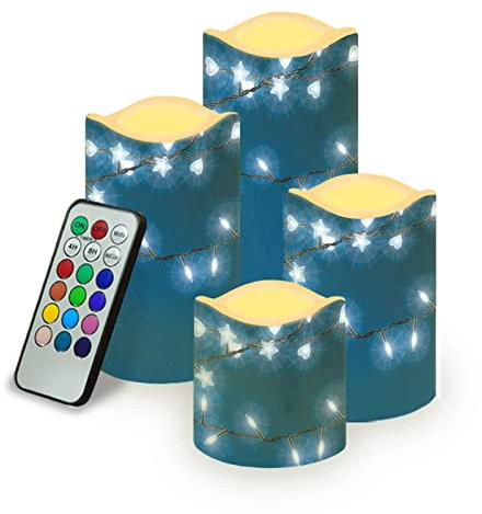 Kuiaobaty Stars Flameless Candle Lights Realistic and Bright,Navy Blue Battery Operated Led Candles for Bedroom Home Party Decorative