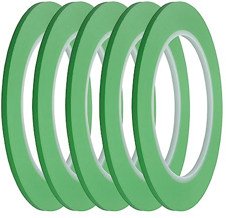 JINBING Fine Line Fineline Klebeband, Vinyl, für Automalerei, Maler-Klebeband, Grün, 3 mm x 5 Rollen