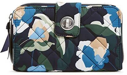 Vera Bradley Damen-Ausweishülle und Umhängeband aus Baumwolle mit Reißverschluss