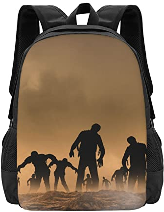 Blauer Marine Life Einfacher Rucksack mit großer Kapazität, wasserdichter Studentenrucksack, Business-Computer-Rucksack für Männer und Frauen, Viele Zombie, Einheitsgröße