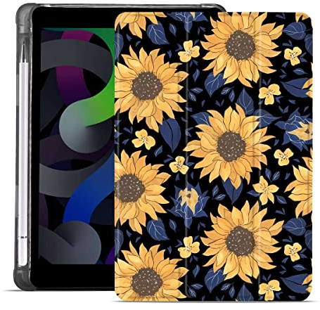 MAYCARI Nature Sunflower Case for iPad mini 6, 2021 8.3 inch with Pencil Holder, Auto Sleep/Wake Support, Soft TPU Back Protective Case