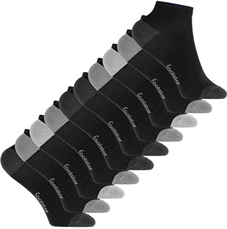 Footstar Kinder Baumwoll Kurzschaft Socken (10 Paar) mit abgesetzter Ferse und Spitze - Classic Grey 23-26
