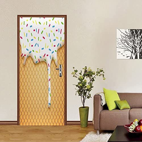 türtapete günstig 85x215cm(33.46 inches * 84.64 inches) Sahne Eis Schlafzimmer Türen Renovierung Wasserdichte Tür Aufkleber Einfache Wohnzimmer Wandaufkleber Tapetensticker Fensterbild