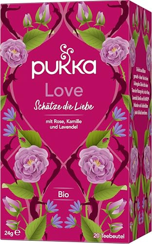 Pukka Bio-Kräutertee Love, mit Rose, Kamille und Lavendel, 20 Teebeutel