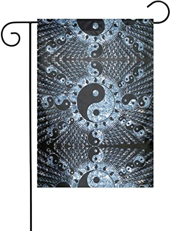 Ying Yang Diagramme Drapeau de jardin printemps été 30,5 x 45,7 cm Drapeau de maison double face Indépendance Day Yard Décoration extérieure