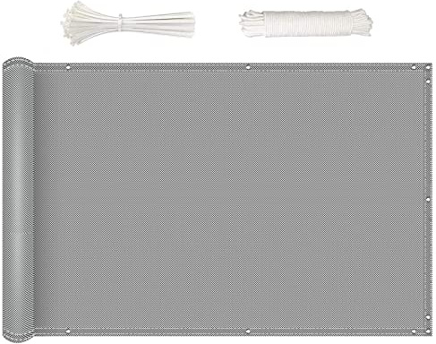 NKADNB Balkonverkleidung 140x250cm Balkonbespannung 100% PrivatsphäRe Aus Polyester Aus Polyester Sichtschutzplane Mit öSen für Balkongeländer Garten, Grau