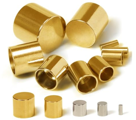Verschluss-Endkappen, Edelstahl, 2–10 mm, Crimp-Endkappen, runde Kappe, Zubehör for DIY-Schmuck, Anschlussherstellung, 50 Stück (Color : A-Gold Color, Size : 10mm Hole)