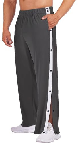 Deyeek Jogginghose Herren Trainingshose seitlich zu öffnen Lang Laufhose mit Taschen Basketball Hose Freizeithose Dunkelgrau XL