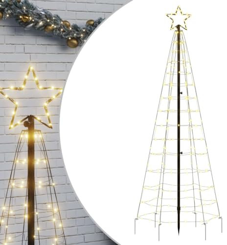 vidaXL LED-Weihnachtsbaum mit Erdspießen 220 LEDs Warmweiß 180 cm