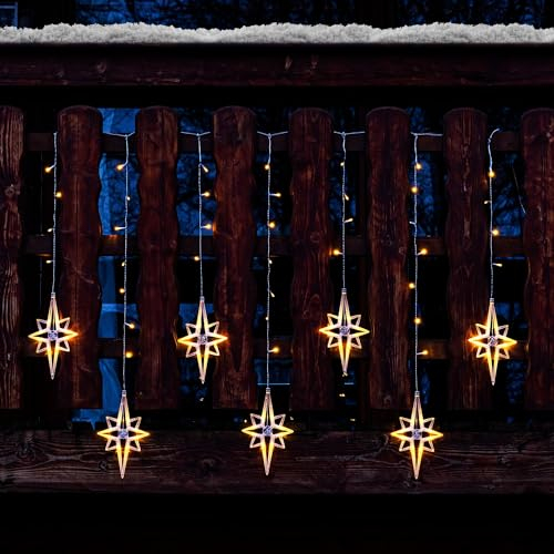 Benelando 93 LED Lichterkette Timer Schneeflocken Lichtervorhang Weihnachten Deko