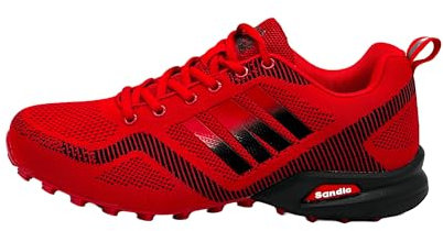 Ablovo® Damen Herren Sportschuhe Sneaker Turnschuhe Laufschuhe Freizeit Schuhe 36-46 (Rot-Schwarz, EU Schuhgrößensystem, Erwachsene, Herren, Numerisch, M, 46)