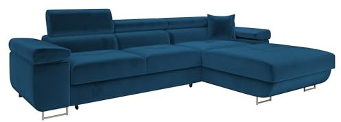 Mirjan24 Ecksofa Torezio Mini mit Bettkasten, Einstellbare Kopfstützen, Bequeme Polsterung, Eckcouch mit Schlaffunktion für Wohnzimmer L-Form Couch mit Bettfunktion (Manila 26, Seite: Rechts)