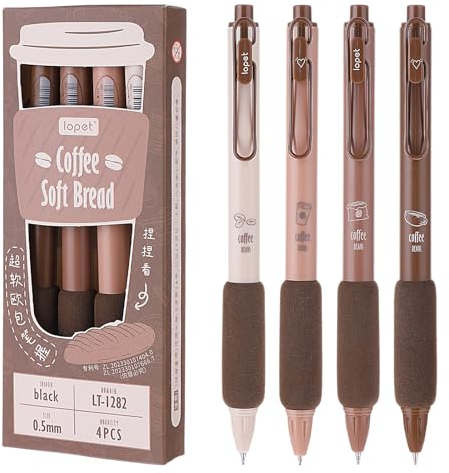 4 Stück Kugelschreiber Aesthetic,Mabor 0,5mm Einziehbare Kulischreiber Stifte Aesthetic Gelschreiber Gelstifte Schwammgriff Stifte Gel Pen mit Schwarzer Tinte Kugelschreiber Aesthetic für Schule Büro