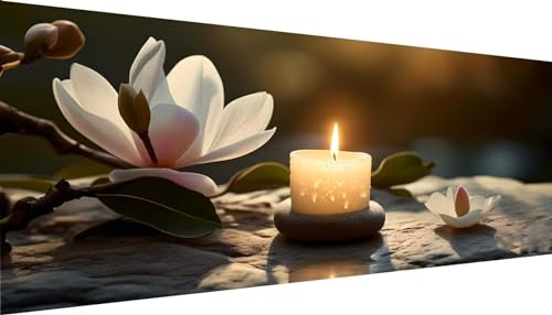 Kerze Blume Diamond Painting Erwachsene Groß XXL 250x100cm, DIY 5D Diamant Painting Bilder kinder Malen Nach Zahlen Set, Diamond Art Full Diamant Malerei Kunst Basteln für Home Wand Dekor E-235