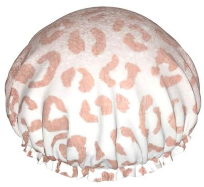Cuffia da doccia con stampa glitter oro rosaCappello da bagno morbido, riutilizzabile, doppio impermeabile da donna, traspirante,