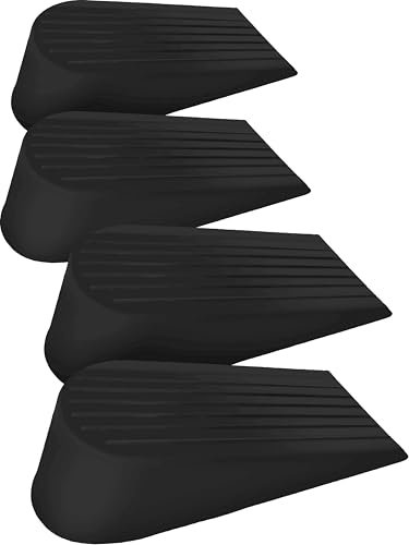 Extra Large Rubber Door Stoppers - Heavy Duty Door Stop Wedge, Jumbo Flexible Door Holder - Black 4 Pack - Non Marking Anti Slip Jammer