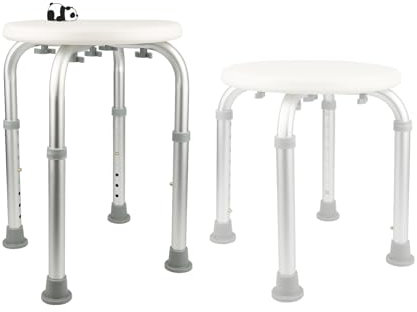XUANYU Tabouret de Douche Antidérapant Siege de Douche Réglable en Hauteur Chaise de Douche Stable et Sécurité Tabouret Salle de Bain Aluminium et Plastique HDPE Jusqu'à 120 kg, Bleu-Argent E