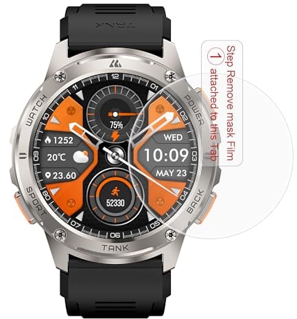 KOSPET 2 pezzi di protezione schermo per smartwatch TANK T3U/T3/T2, HD 9H, protezione display in vetro di protezione [trasparente, antigraffio, anti-impronte]