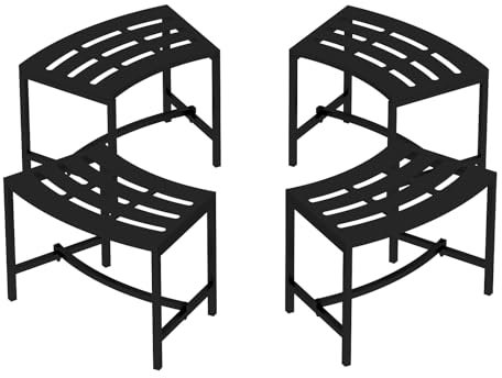 Timechee Gebogene Feuerschalenbank aus Metall, 4er-Set, Outdoor-Feuerstellensitz, Stahl, rückenfreie Außenbank für Garten, Terrasse, Veranda, Hinterhof, Pflanzenständer, robuster Pflanzenhalter, Stil