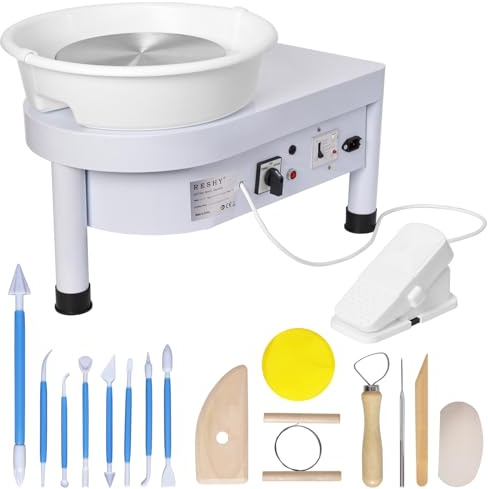 Pottery Wheel Machine with 10-Inch Turntable, 20 lbs Capacity, 0-320 RPM Adjustable Foot Pedal Speed, Complete Clay Sculpting Tools Kit for Adults - Perfect for Home Ceramic Art and Craft Projects