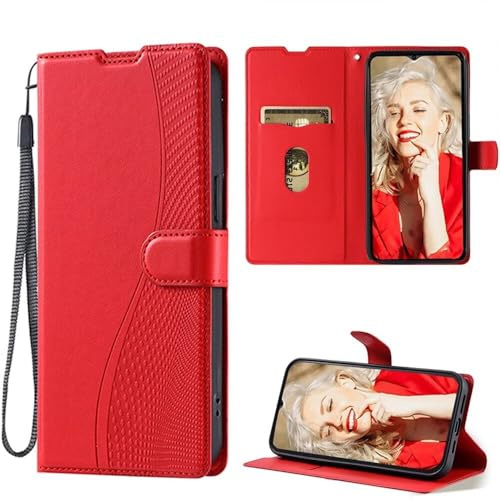 SEHEYA Klapphülle kompatibel mit Huawei P40 Lite/Nova 6SE Hülle Ultradünn PU Leder Magnetisch Klappbar Handyhülle Kartenhüllen Standfunktion Schutzhülle Flip Cover, Rot