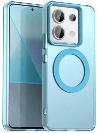 YUECXIN Magnetisch Hülle für Xiaomi Redmi Note 13 Pro 5G/Poco X6 5G Kompatibel mit MagSafe Kabellosem Laden, Ultra Dünn Durchscheinende Matt Handyhülle TPU Stoßfest Schutzhülle. Blau