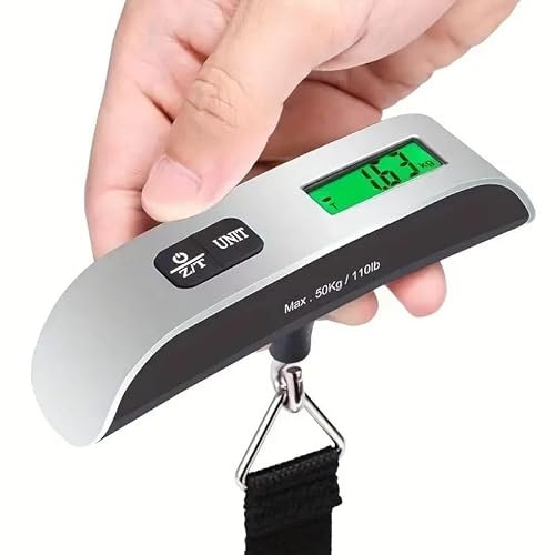 Digital Luggage Scale, Portable Luggage Weight Scale, Hanging Suitcase Weigher for Travel, Suitcase Scale with Temperature Measurement Function 110 lb/ 50KG Capacity