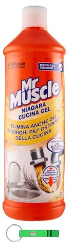 8x Mr Muscle Niagara Cucina Gel - Befreit Spülbecken, Rohre und Küchenabflüsse effektiv von Verstopfungen aller Art 1000ml + Beni Culinari Kostenloser Schlüsselanhänger