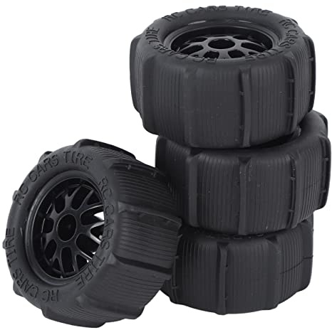 equlup 4PCS RC Beach Tires, 40x80mm Universal Rubber Plastic RC Car Desert Wheels Good Grip Shock Absorption Beach Snow Sand Tires Kit for 1/14 1/16 1/18 Proportional Remote Control Vehicle