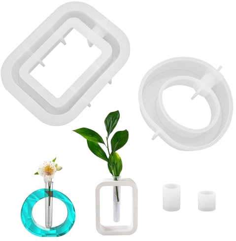 ZMDMAH 2 Pezzi Set Stampo in Resina Epossidica, Stampi in Silicone per VasoIn Resina Stampo Silicone, Stampi per Resinas Silicones Bottiglia Piante Idroponiche Talee Creazione di Vasi Decorazioni