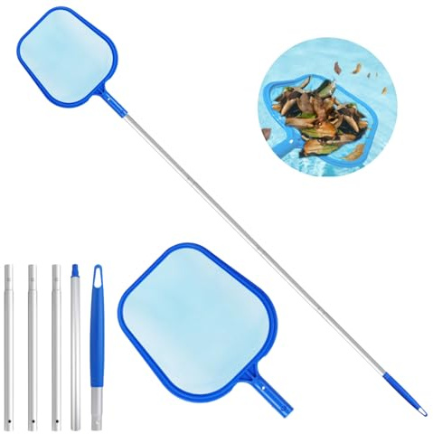 Qcdou Épuisette de Surface Piscine, 156 cm Filet Piscine, Kit Nettoyage Piscine avec Manche Télescopique de 1,14 m, Epuisette Piscine Maille Extra Fine, pour Piscine, Bassin et Fontaine