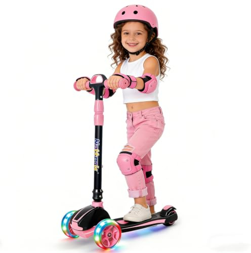 Nattork Roller Kinder 3-6 Jahre, 3 Räder Scooter Kinder mit LED Leuchtenden, 4 Höhenverstellung Kinderroller für Jungen Mädchen 2–5 Jahren, bis zu 100 kg Kinderscooter