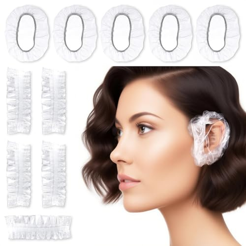 100 cuffie monouso Copriorecchie per doccia Cuffie da doccia per adulti, donne e uomini, per saloni di parrucchieri, bagni e tinte per capelli