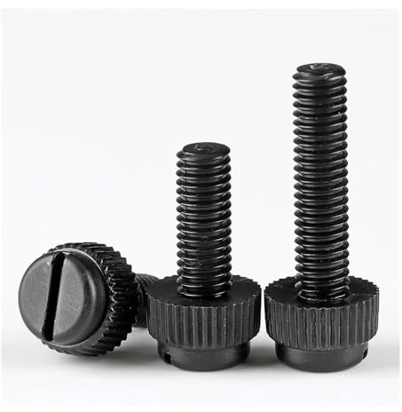 Cilky Metallschrauben 10–50 Stück M3–M8 Acryl, durchsichtig, Nylon PA66, weiß, schwarz, Kunststoff, Rändelschraube mit Schlitzkopf, werkzeuglose Daumenschraube(Black,M8x20(10pcs))