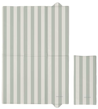 Travel Changing Mat by Mama Shack - Foldable Baby Changing Mat - Lightweight & Waterproof - Ideal for On-The-Go Nappy Changes (Candy Stripe Sage)