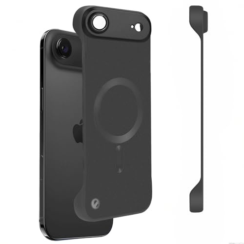 Omio Magnetic Slim Case for iPhone Air Compatible with MagSafe, Matte PC Ultra-Thin Bumper Frameless Borderless Minimalist Design with Camera Lens Protector for Men Women, Black