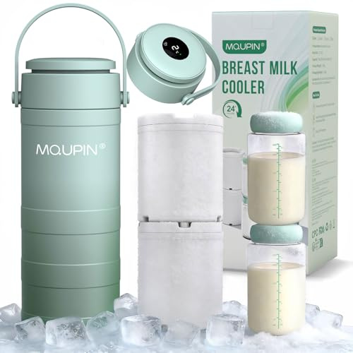 Enfriador de leche materna de 22 onzas con visualización de temperatura, refrigeración total de 360°, enfriador de almacenamiento de botellas de leche para viajes