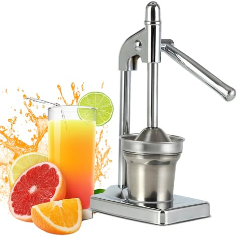 Saftpresse Manuell, Zitronenpresse, Zitruspresse Edelstahl, Wartungsfrei und Leistungsstark Für Viel Mehr Saft, für Orangen, Pomelos, Limetten, Zitronen, spülmaschinengeeignet (Silber)