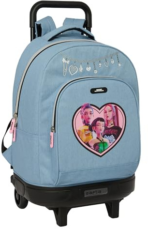 K-Pop Demon Hunters HUNTR/X Großer Rucksack mit Rädern, kompakt, abnehmbar, ideal für Kinder verschiedener Altersgruppen, bequem und vielseitig, Widerstandsfähigkeit, 33 x 22 x 45 cm