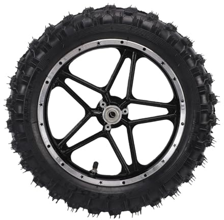 Fockety Assemblaggio Pneumatici per Cerchioni, Albero da 2,5 10 Pollici 12 Mm 2,50-10 Assemblaggio Pneumatici per Ruote per Bici da Cross per Ruote per Mini Moto Tascabili Cerchio per (Posteriore)