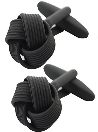 Manschettenknöpfe Herren Knoten - Mit Box - Langlebiges Messing - Runde - Schwarz Farbe - Ein Paar